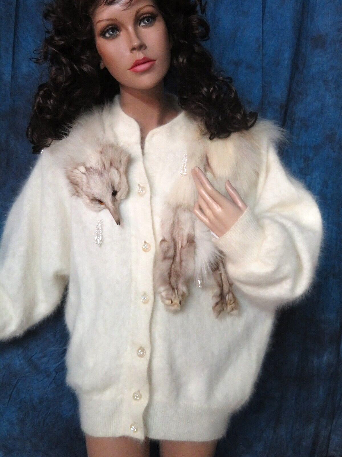 Sweater Jacket Angora and Fox Fur cocoon Batwing Art Deco Flapper style My Lady