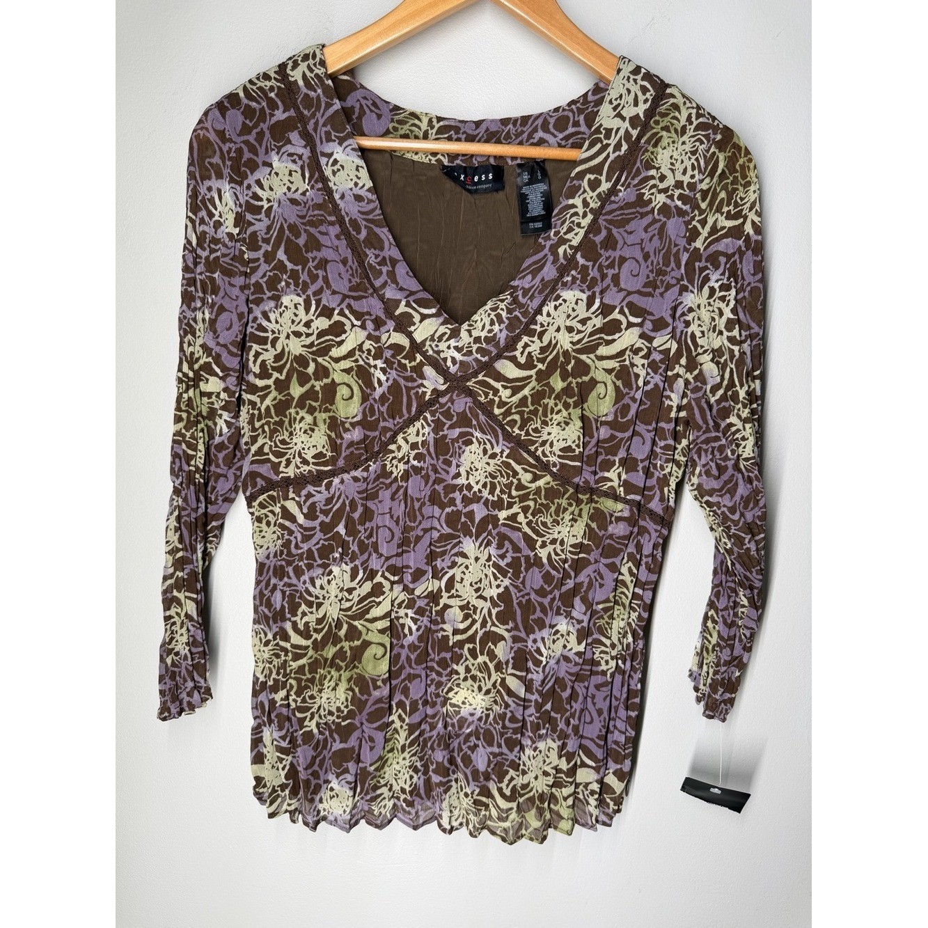 Vintage Y2K Axcess Fairy Grunge Whimsigoth Boho Floral Empire Waist Top