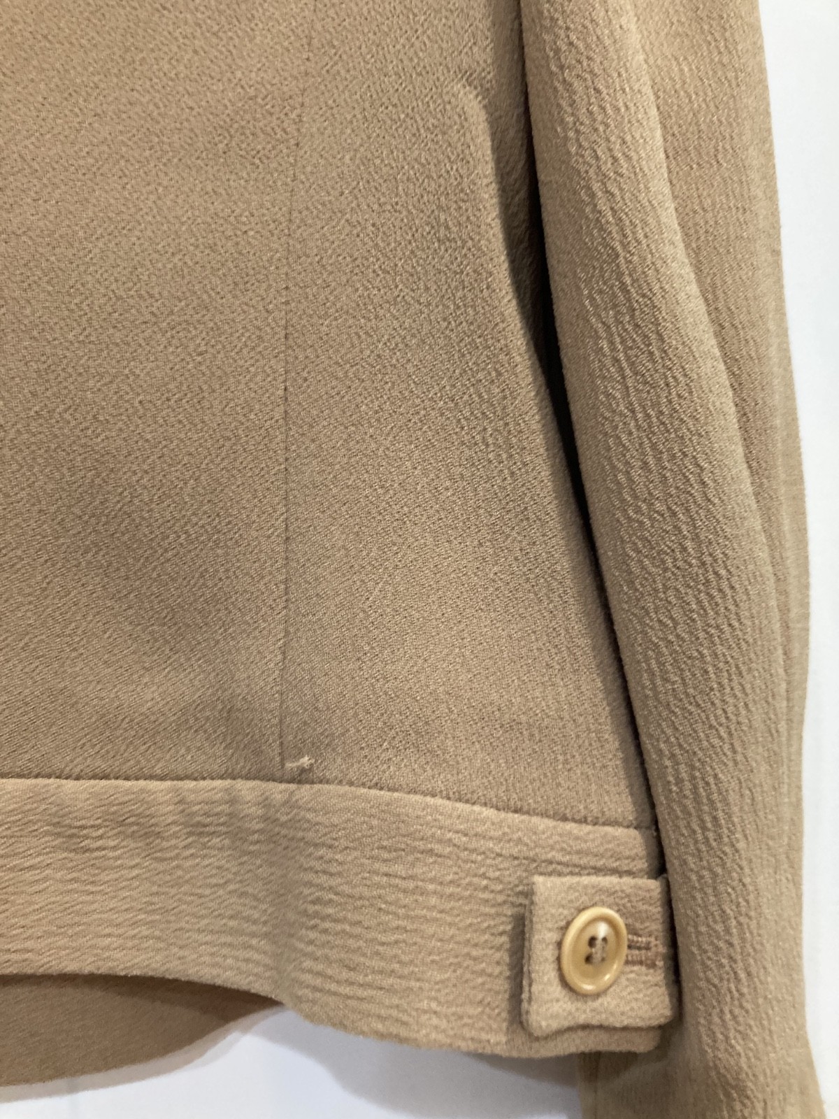 Vintage Liz Claiborne 90s Y2K Nubby Polyester Tan Camel Jacket, Size Petite 10