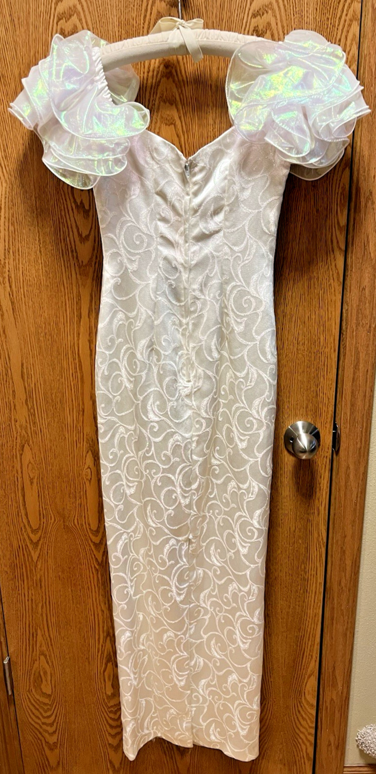 FLIRTATIONS Alfred Angelo Ivory Puff Sleeve Sheath Dress Romantic Lolita Sz 7/8