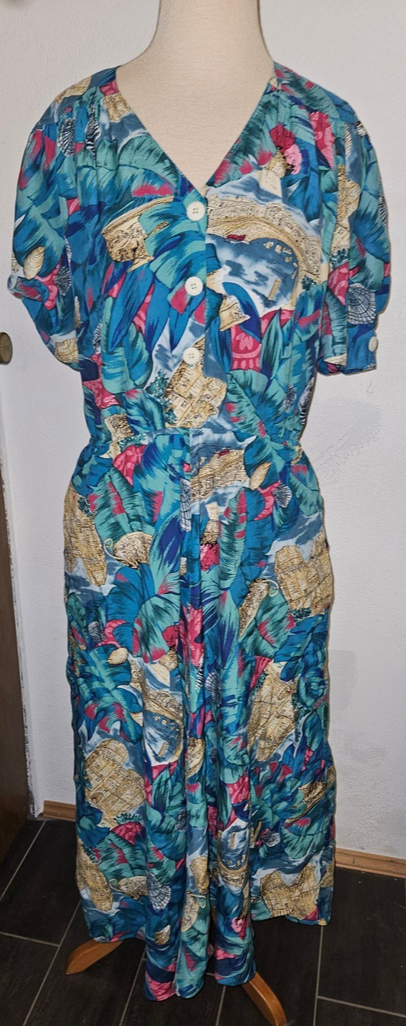Vintage Carol Anderson California Size 9/10 Dress USA Made 100% Rayon Light Weig
