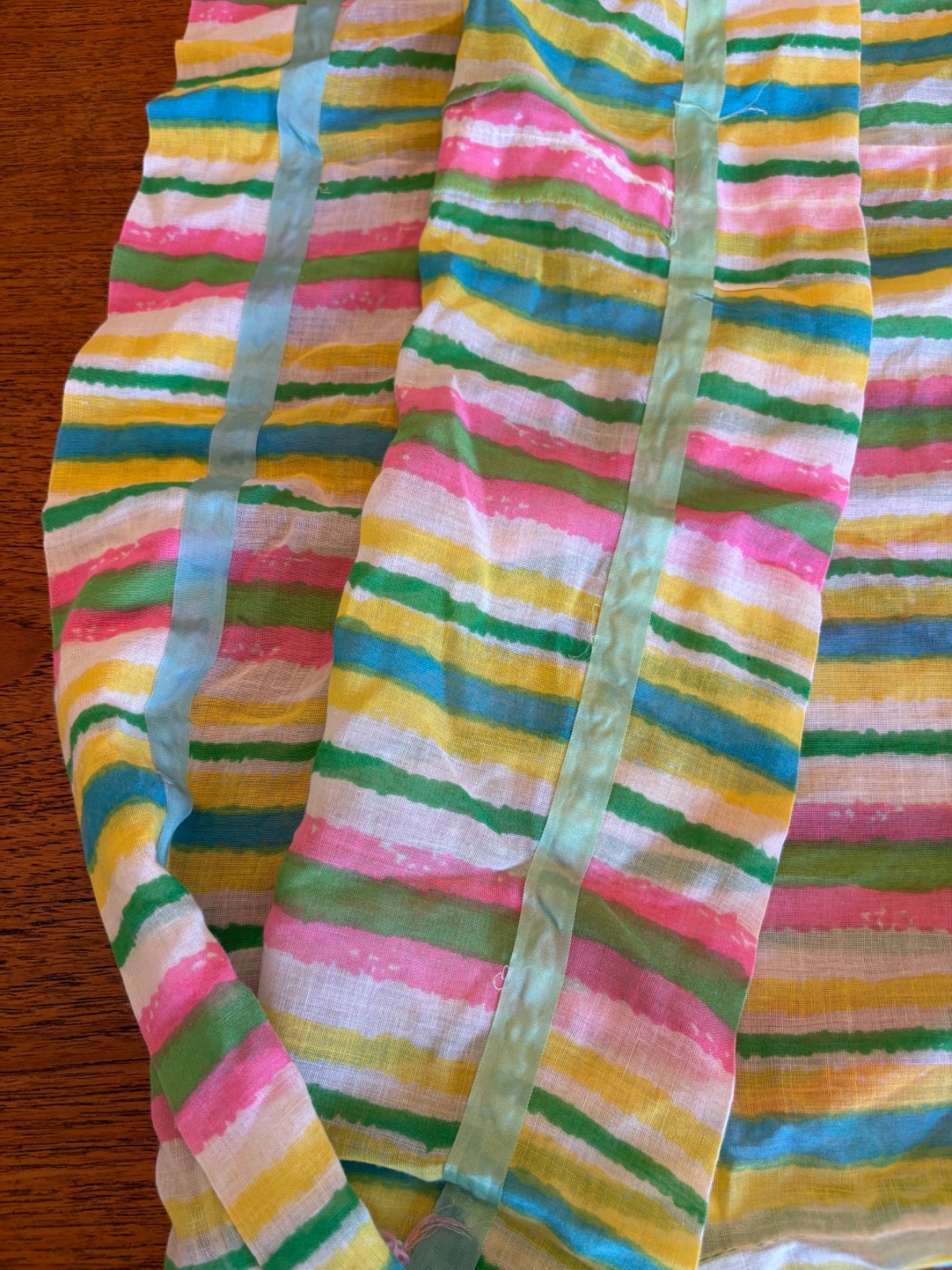 Vintage 60s Handmade Circus Rainbow stripe Parachute Dress Sheer L Needs TLC