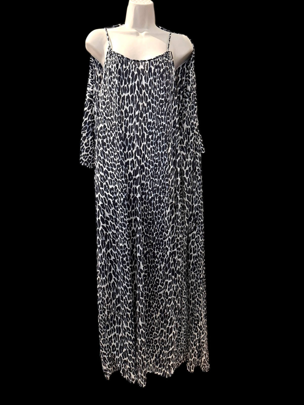 Vintage Large VANITY FAIR Leopard Wrap Peignoir Robe Lingerie Negligee Gown Set