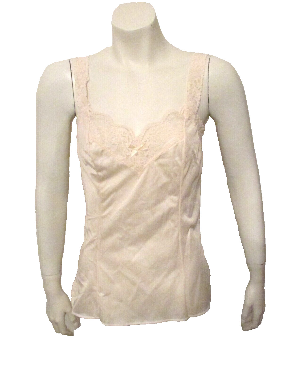 Olga 925 Blush Silky Nylon Stretch Lace Bodice Form Fitted Camisole Cami Slip M