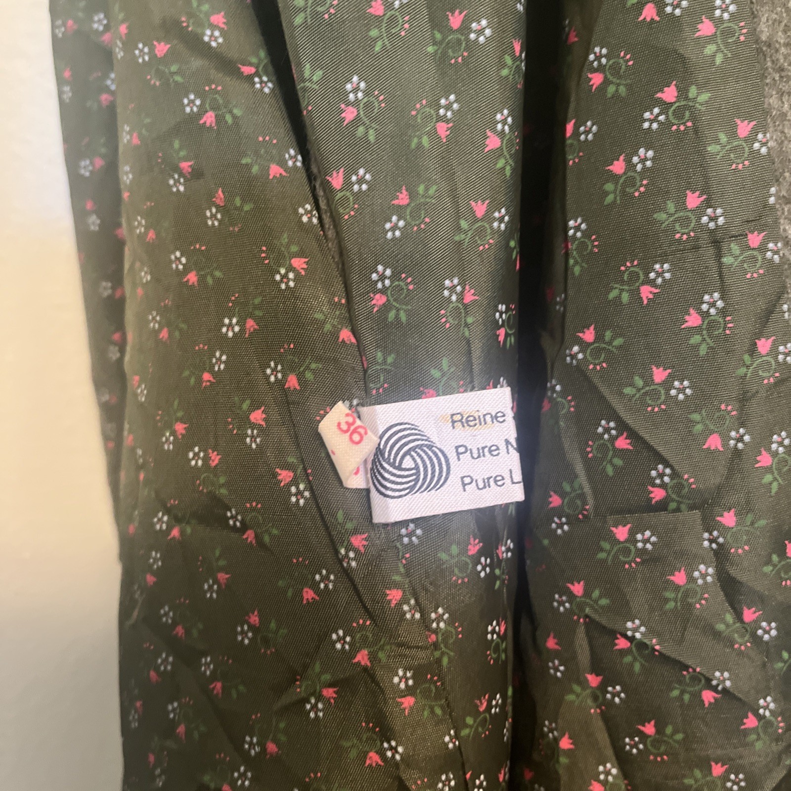 Tirol Baur Loden Austrian Wool Cape Coat Heather Green Floral Lining S/M 36 Euro
