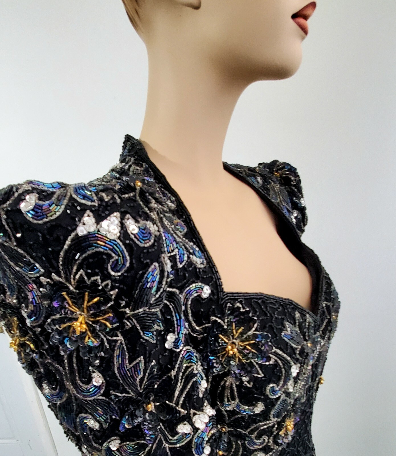 VINTAGE STERLING BY STONE FERRIS LONG EVENING DRESS , HIGH QUALITY, LOTS DETAILS