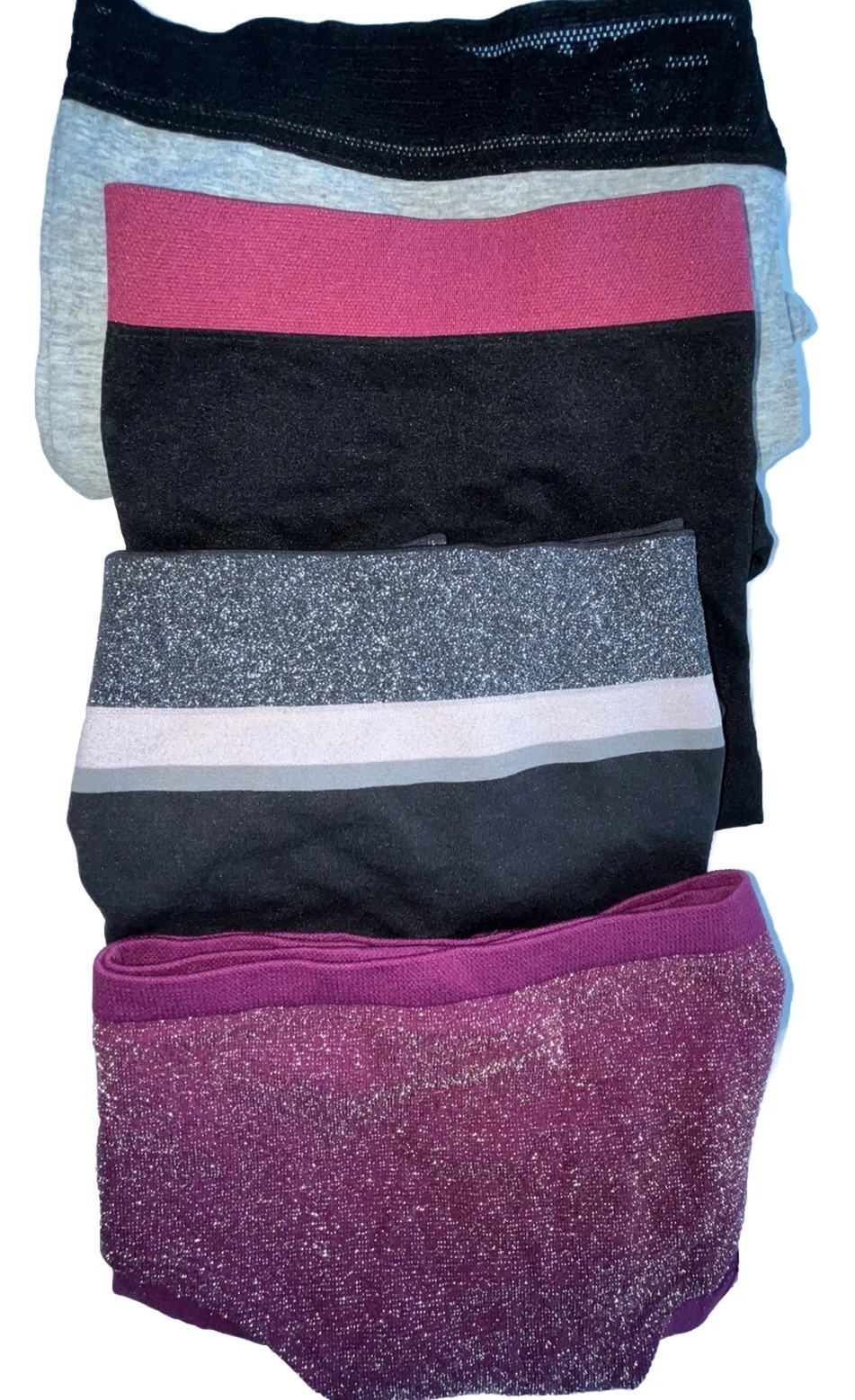 Panty Lot 4 Berry Pink Sparkle Black Silver Cacique Mix Brief Bikini 22 24 3X +