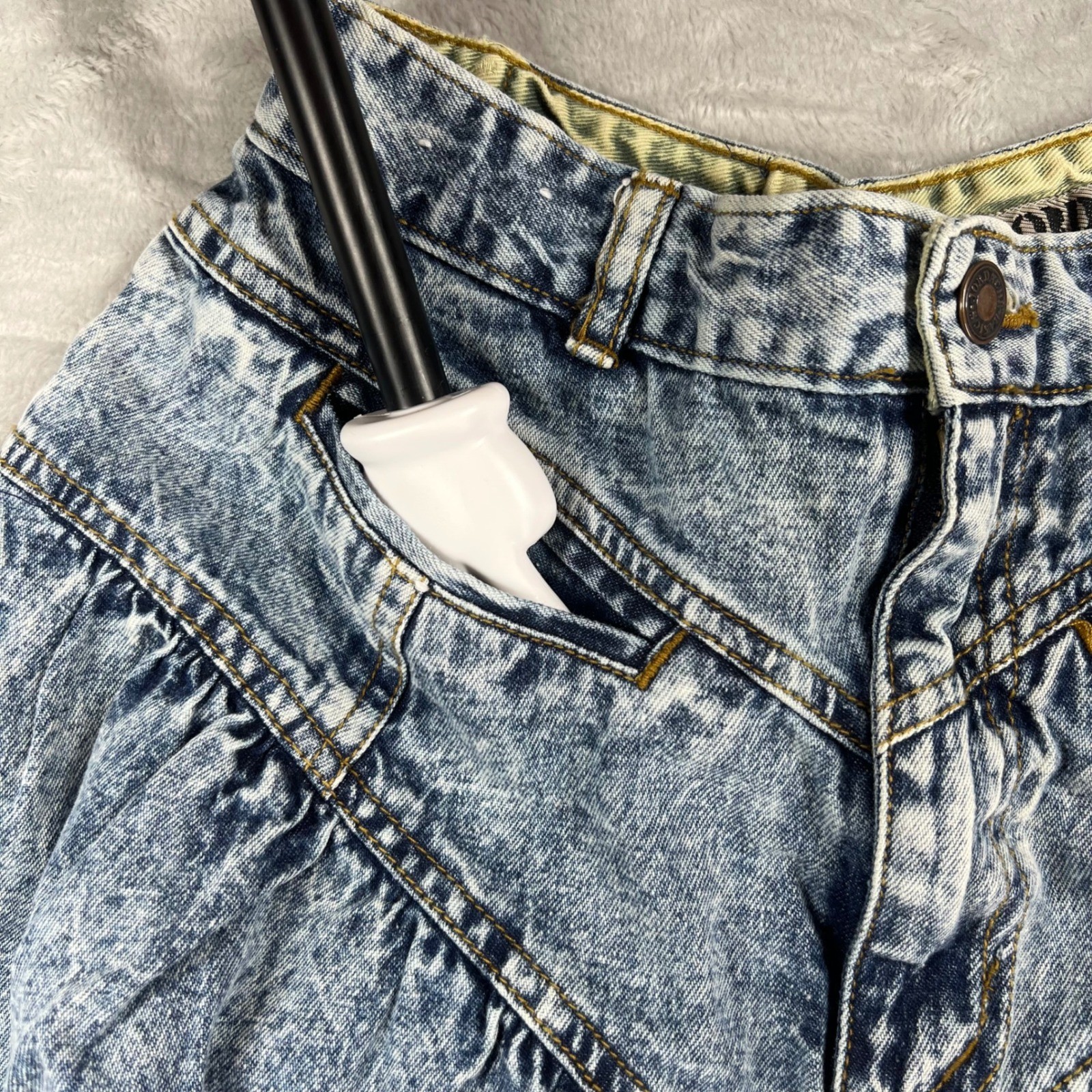 Vintage 80&rsquo;s Jordache Basics Acid Wash Denim Midi Skirt High Waist Pleated 5/6