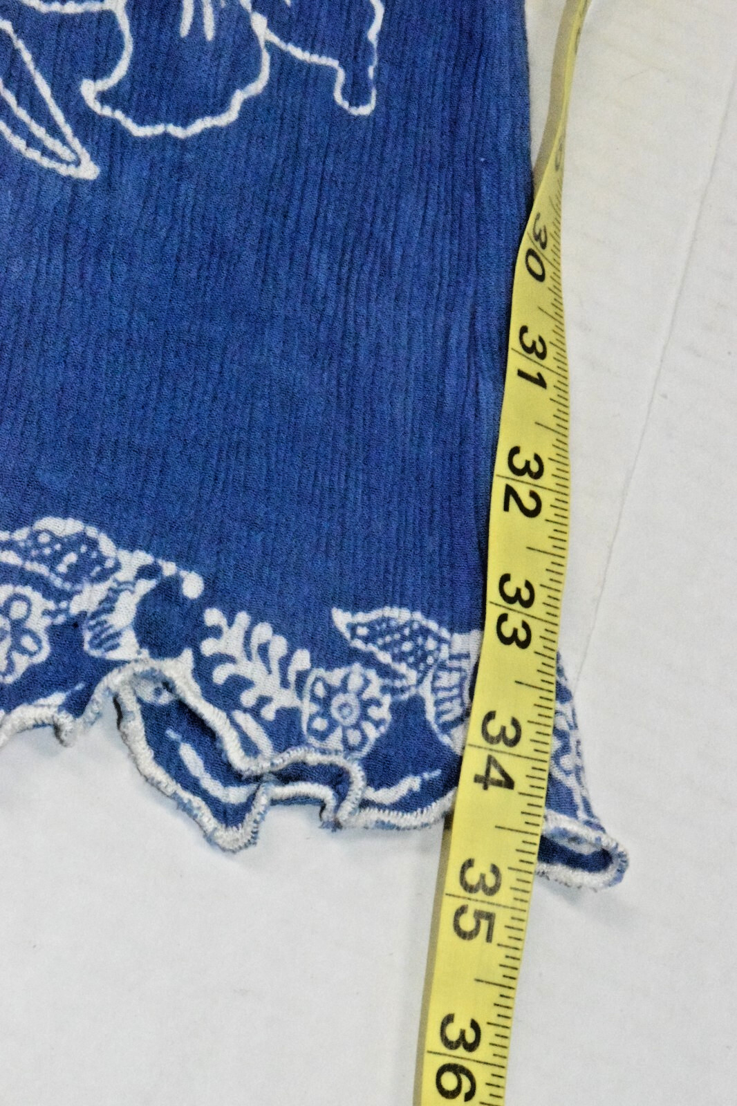 Vintage Dress Marcia and Me Size S 90s Ocean Blue Rayon Crinkle Embroidered Trim