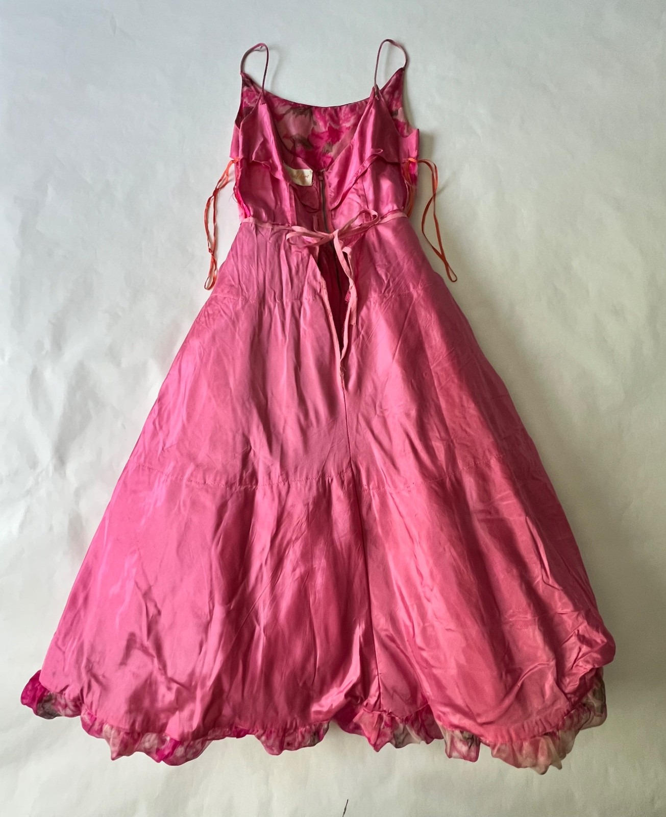 VTG 50&rsquo;s Saks Fifth Avenue Pink Floral Bubble Hem Dress SZ XS/S 24 inch Waist