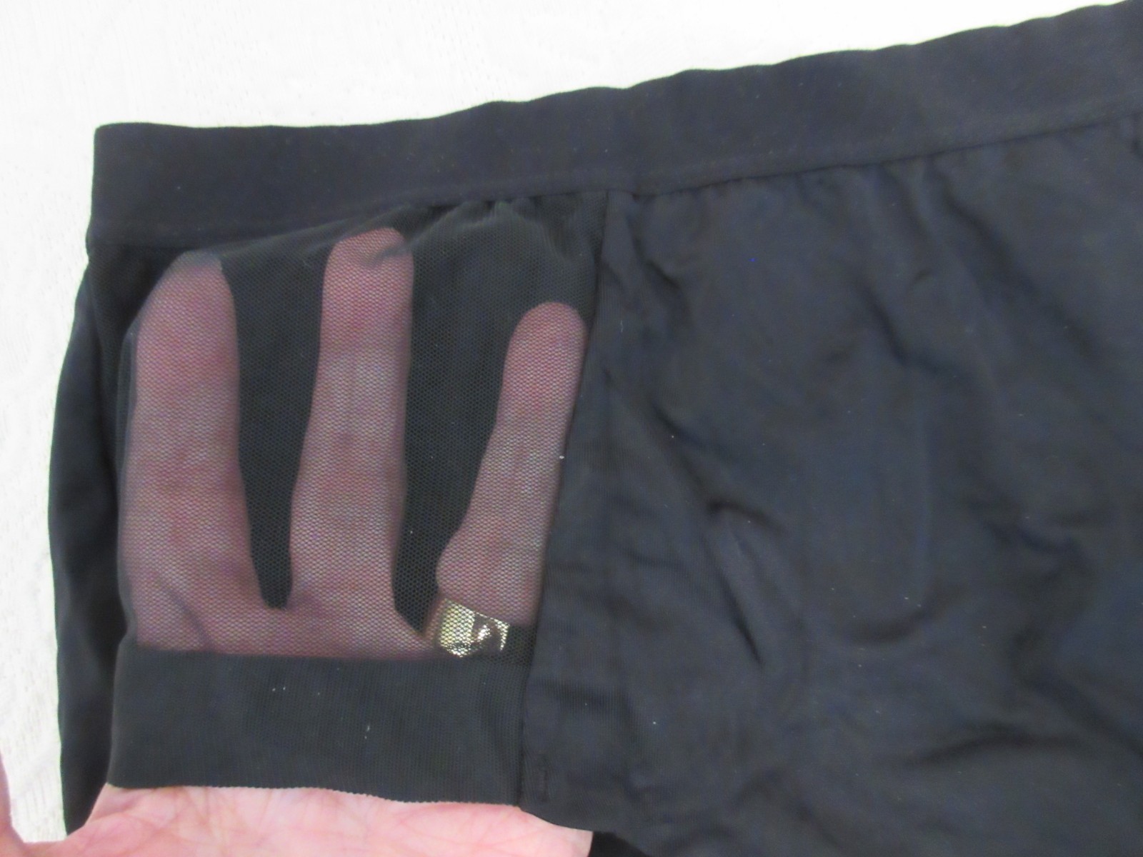 lot of 1 AUDEN BLACK SHEER SIDES stretch nylon HI CUT cheeky panties L/7