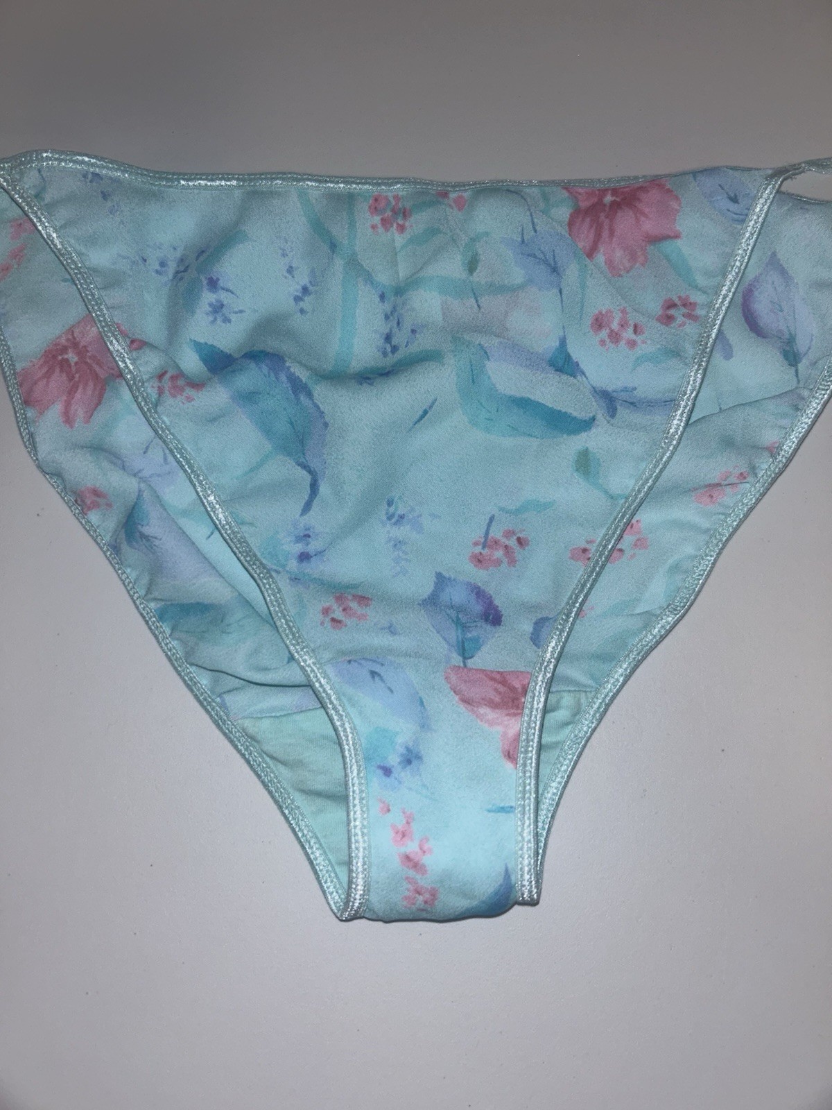 VTG Cacique Sensual Second Skin String Bikini Panty 22/24 NWT Blue Mesh Material