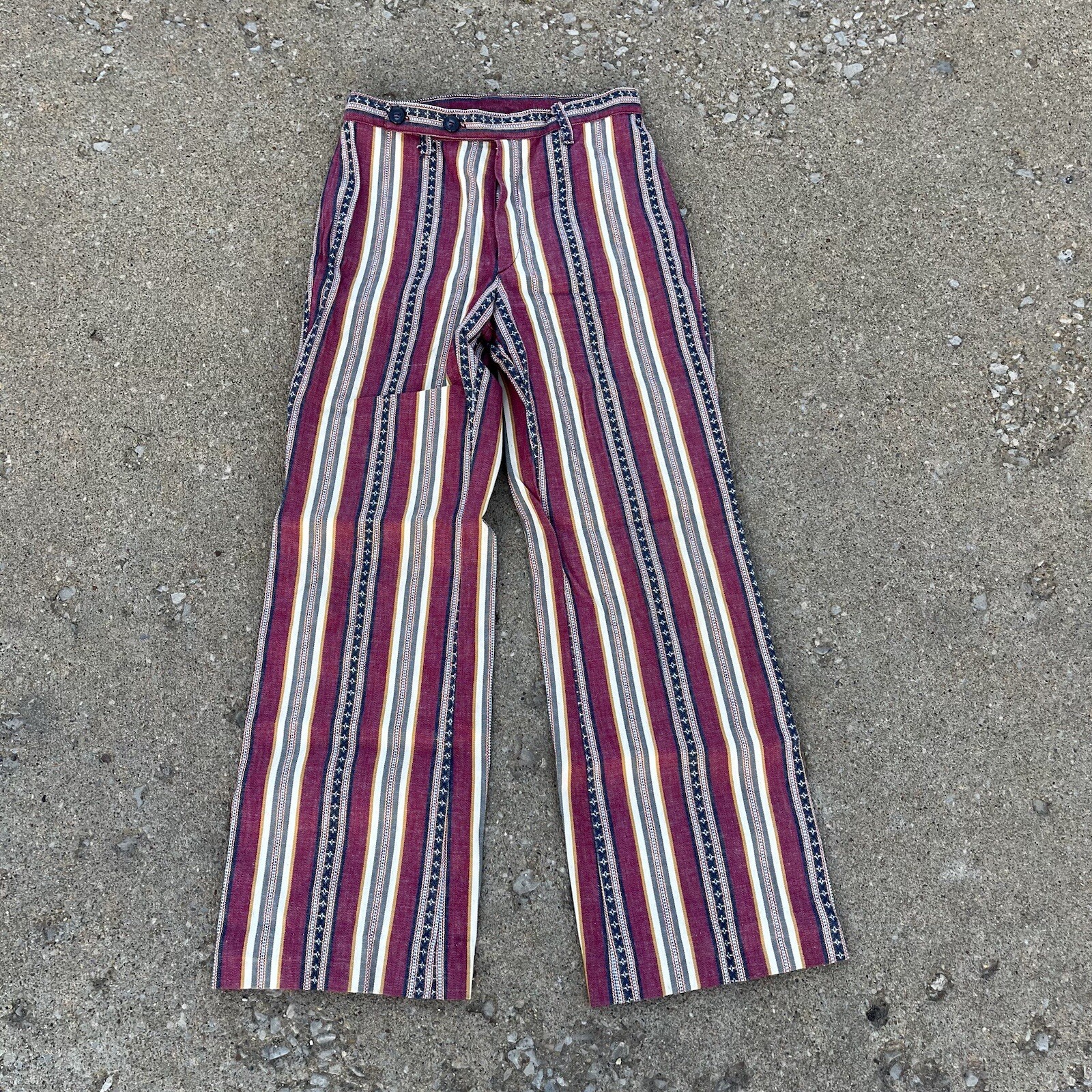 Vintage Jeanie Blue Bell Jeans SiUSA 70s Orange Pin Stripe Flare Hippie