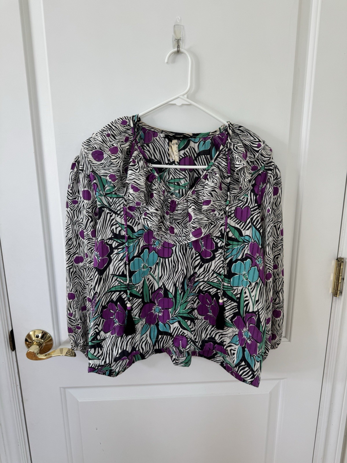 Diane Freis Georgette Blouse Maximalist 80s Ruffles Tassles