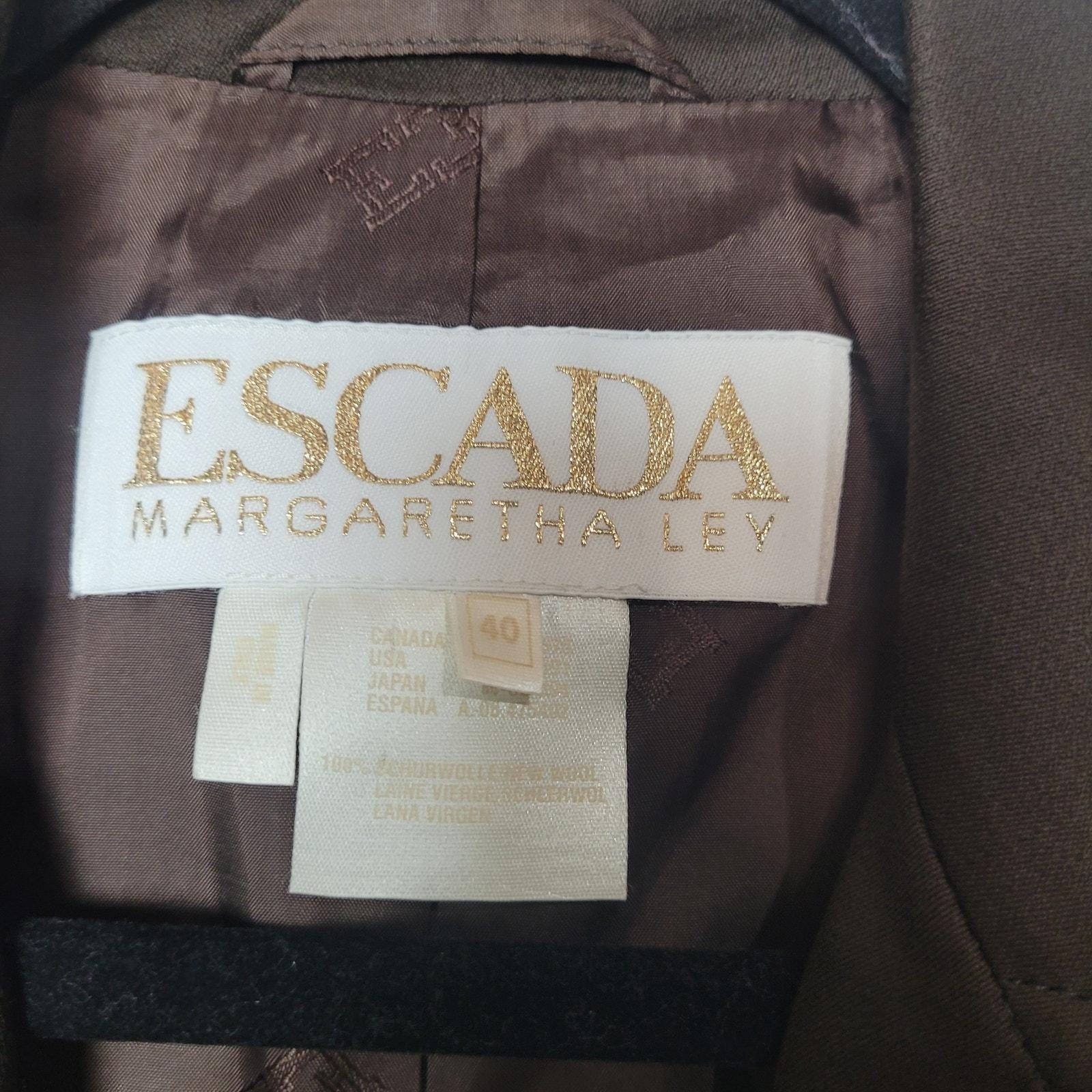 ESCADA Margaretha Ley Brown Wool 4-Button Blazer Jacket Womans Size 40