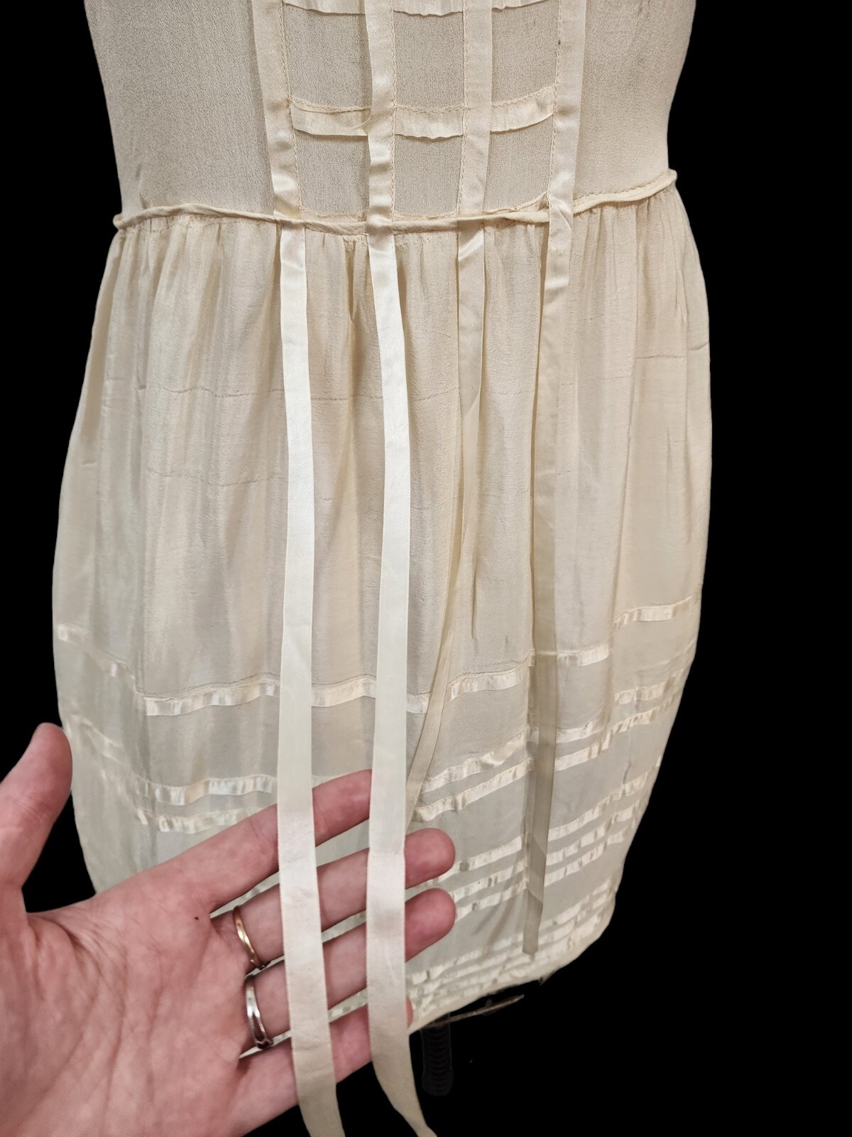 Vtg 20s Silk Chiffon Flapper Boho Bridal Dress + Rare Original Photo + Frame!