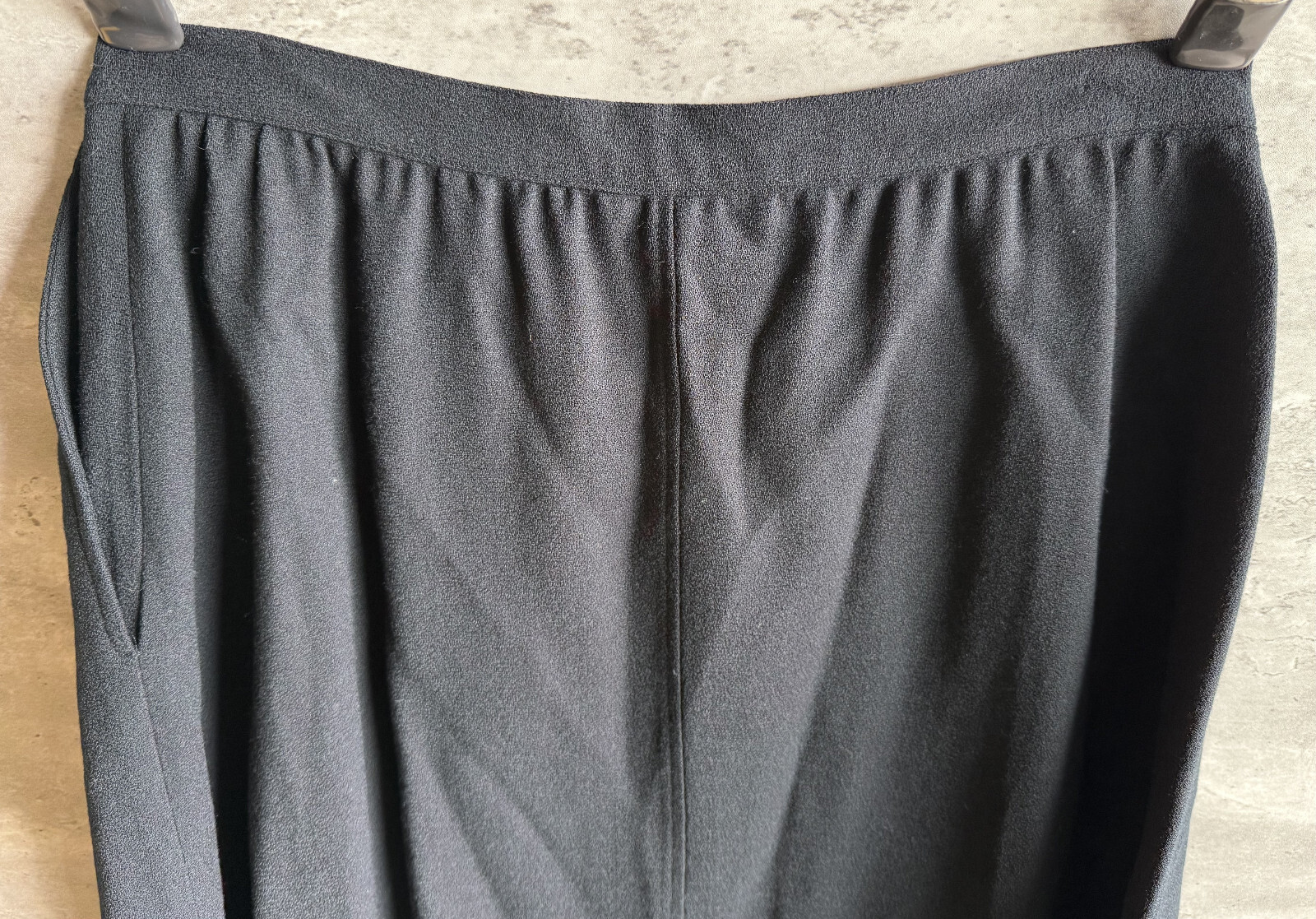 Vintage 1980s Lloyd Williams Black Wool Acetate Lined A-Line Pocket Skirt Sz 14
