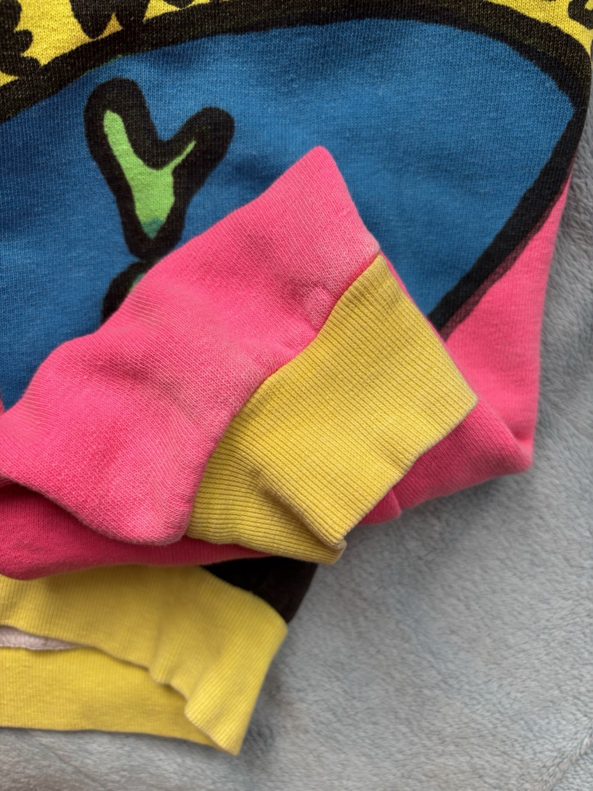 1989 Vintage Hand painted Neon Kozmik Crewneck Sweater Size XL.