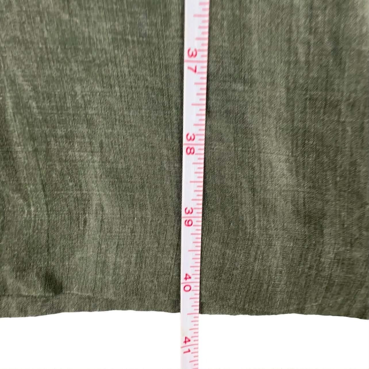 Vintage Jonathan Martin Olive Green Button Front Corset Waist Puffy Sleeve Dress