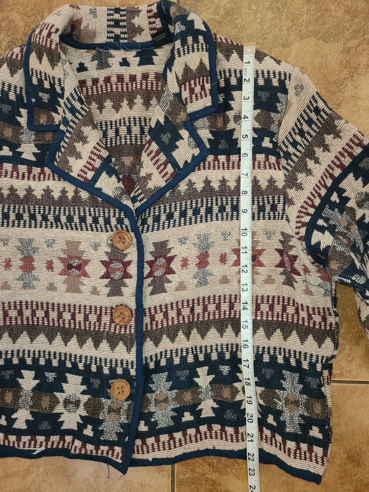 Tapestry Aztec Western Jacket Baja Women’s Large 3 Wood Button