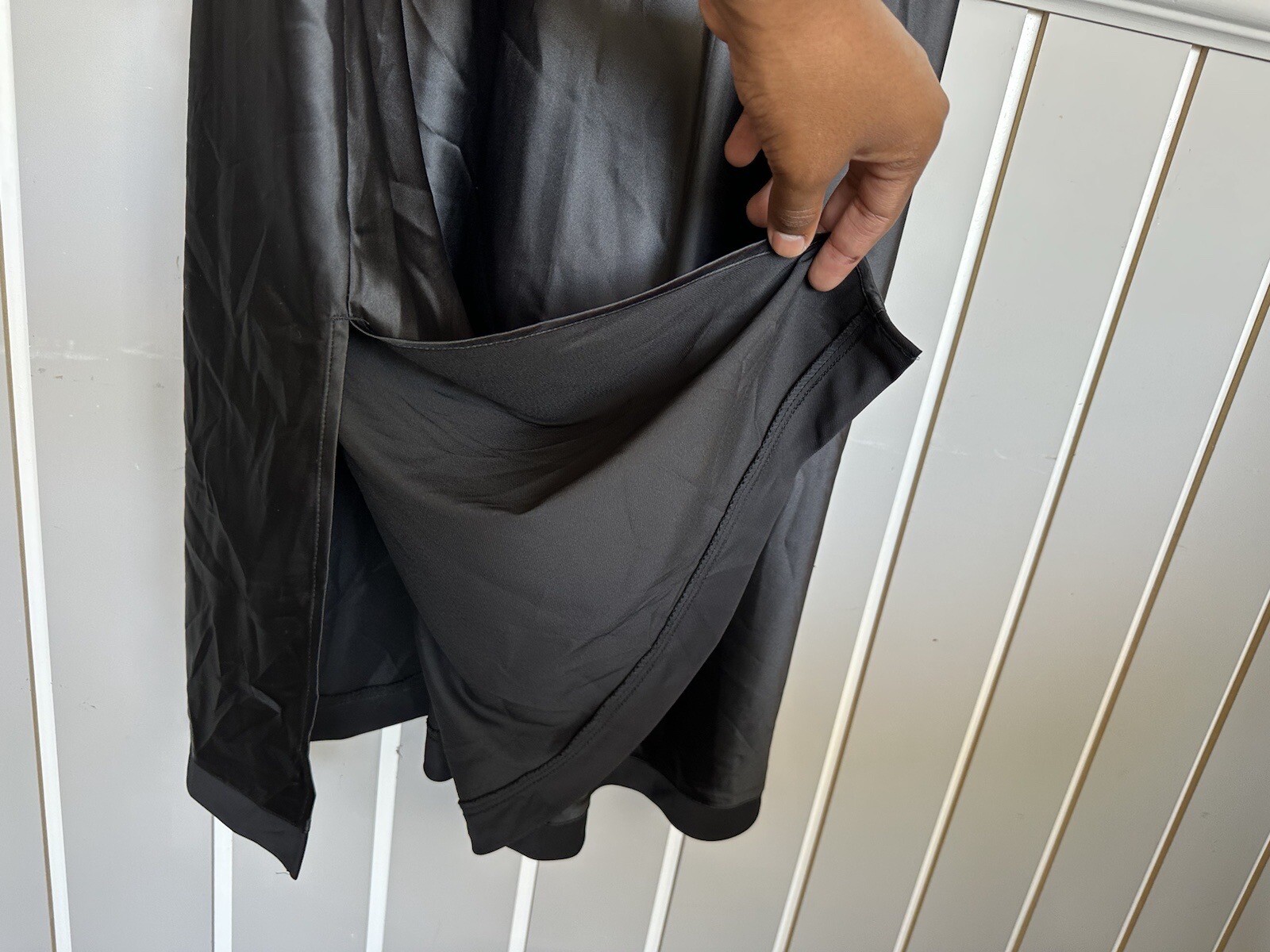Vintage Cabernet Black Polyester Spandex Slip Dress & Robe w Belt Set Size XL