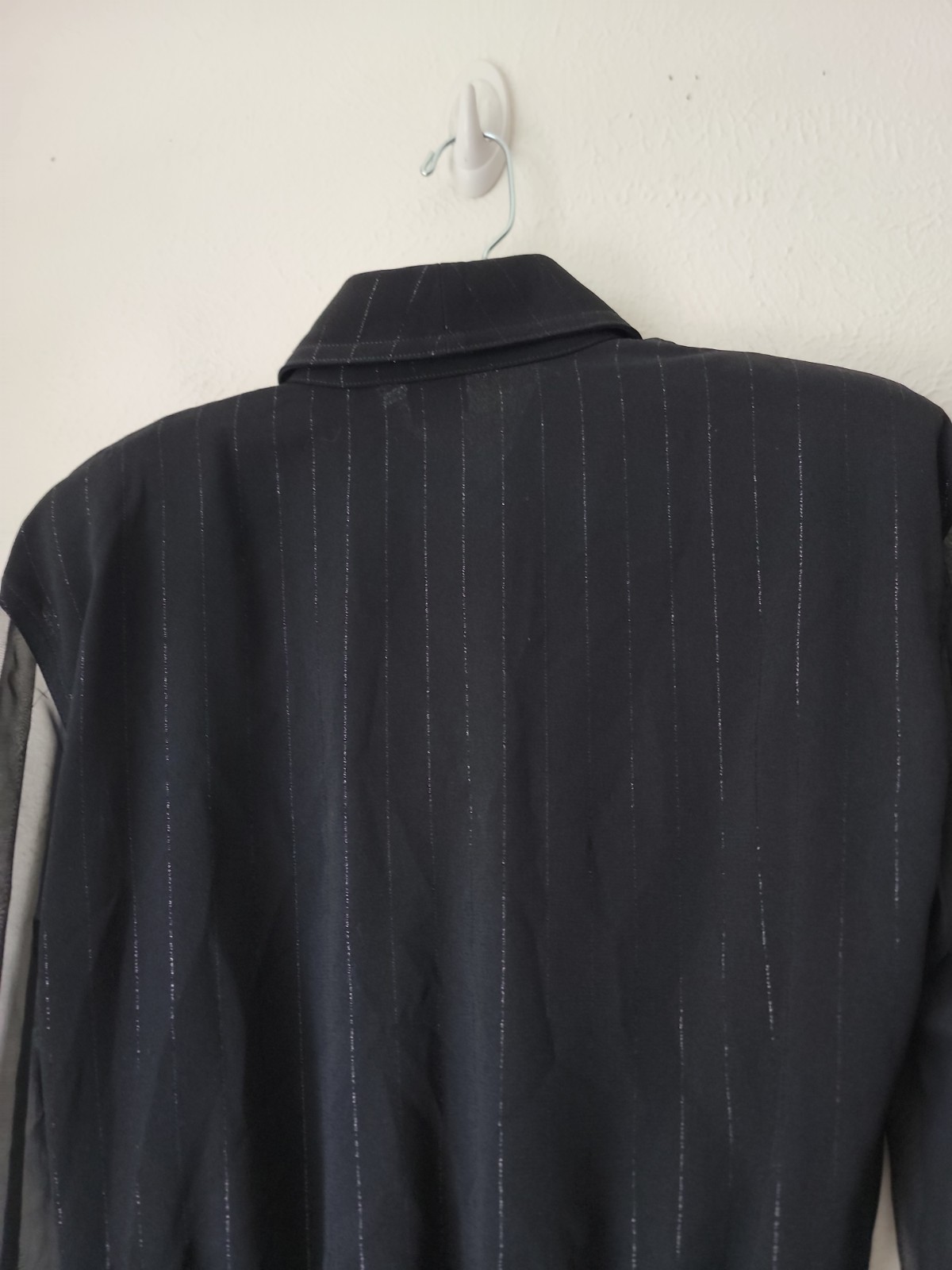 Vintage IIF Black Rhinestone Blouse Bodysuit Small Dressy Old Money Sheer Sleeve
