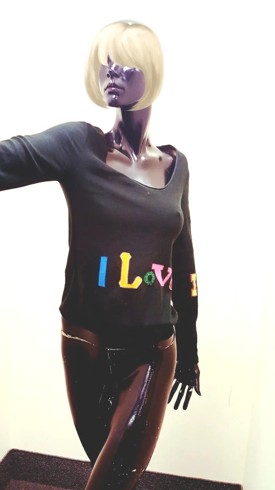Sonia Rykiel sweater pullover  » I LOVE IT » aplicque balck s.40 BLACK 1-14