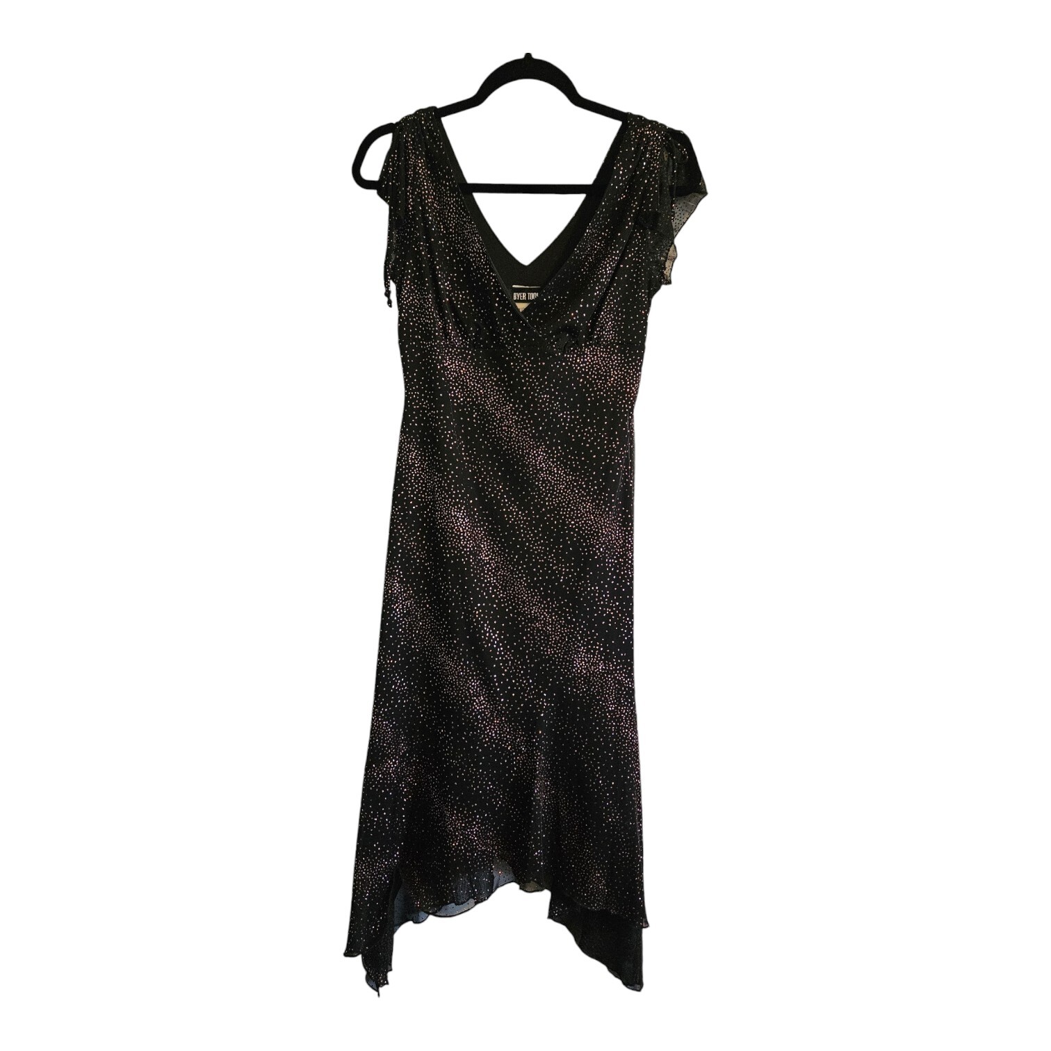 Byer Too! Y2K Dress SZ M Black Purple Glitter FAIRYGOTH WHIMSYGOTH Asymmetrical