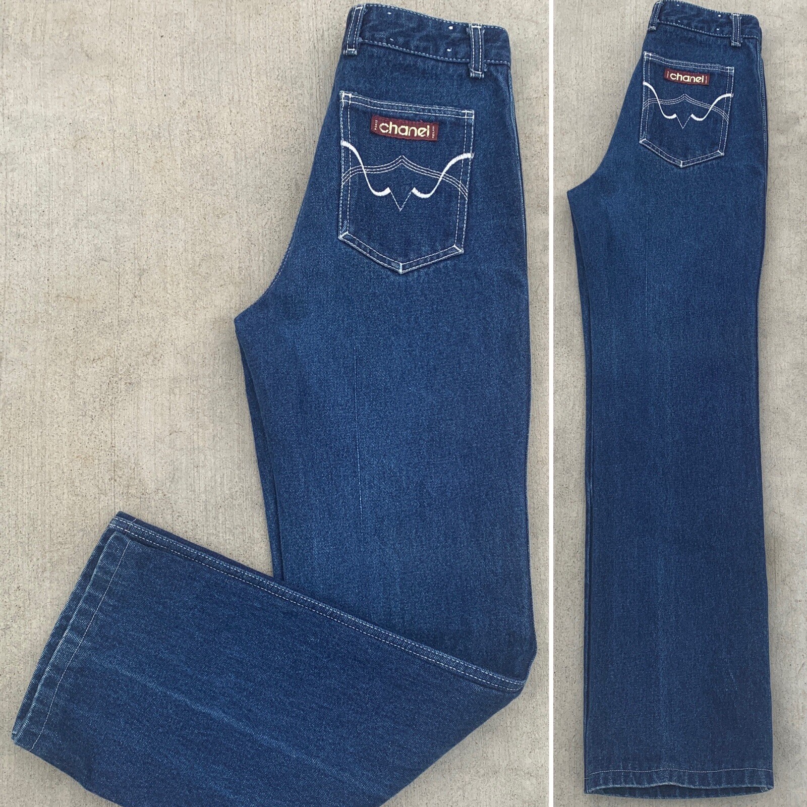 Vintage chanel Jeans Paris NY High Waist Talon 42 Zipper Size 29 26.5 in Waist