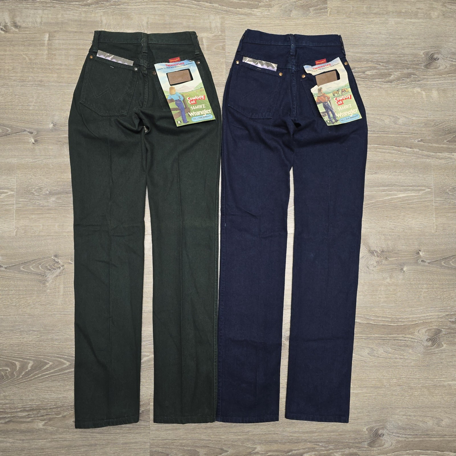 Lot x2 Vintage Wrangler Cowboy Cut 14MWZ Jeans Women 1×34 USA Made High Rise