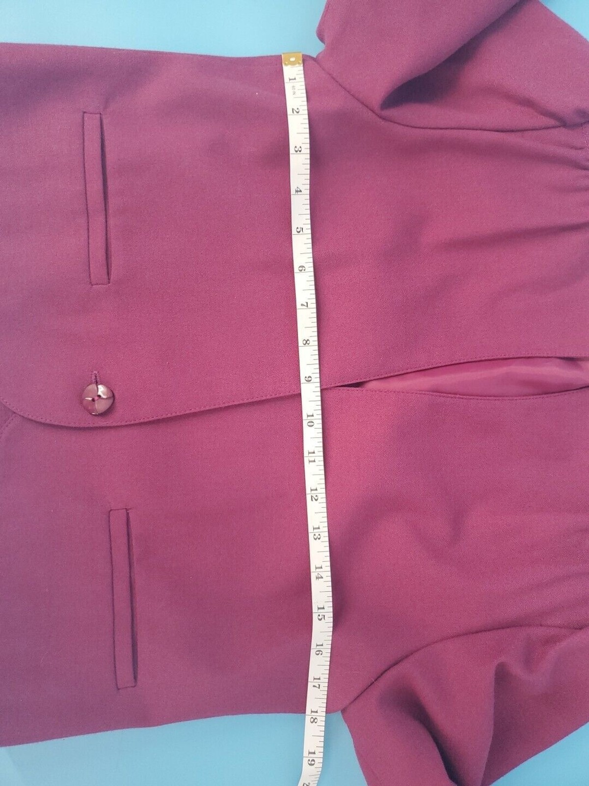 Vintage Wool Blend Blazer Union Lined Cropped Made ILGWU Purple Sz 7/8 USA