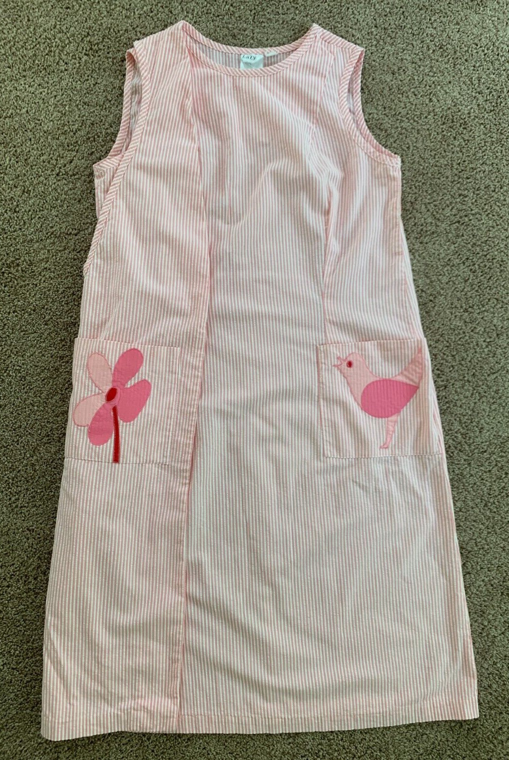 🩷VTG Lazy U 60&rsquo;s Pink Seersucker Cotton Sleeveless Wrap Housedress W/Pockets