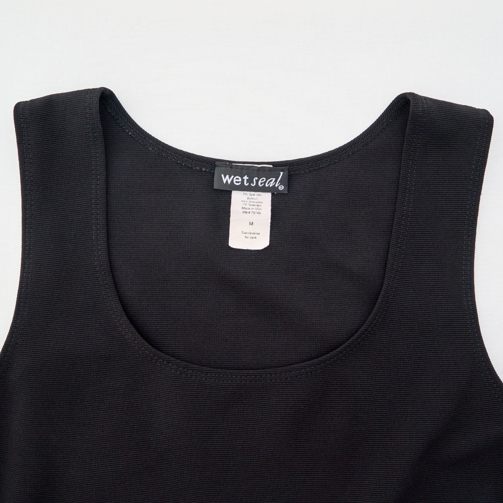 VTG 90s Y2K Wet Seal Ribbed Bodycon Tank Dress Made in USA Black Red