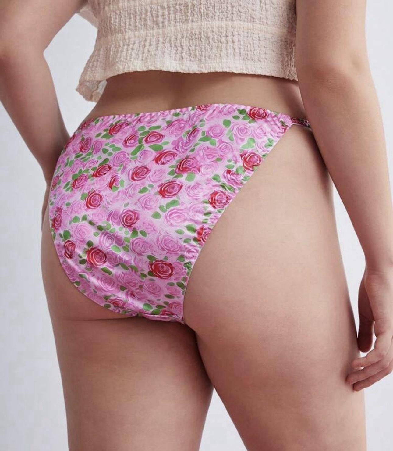 VTG 90’s Style Satin Polyester String Bikini Multi-Floral Panties PLUS 3Xl NEW