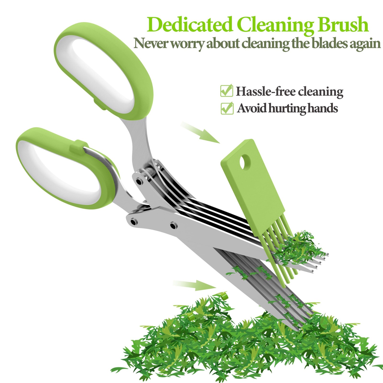2025 Upgraded Herb Scissors, 5-Blade Shears with Cover, Stainless Steel