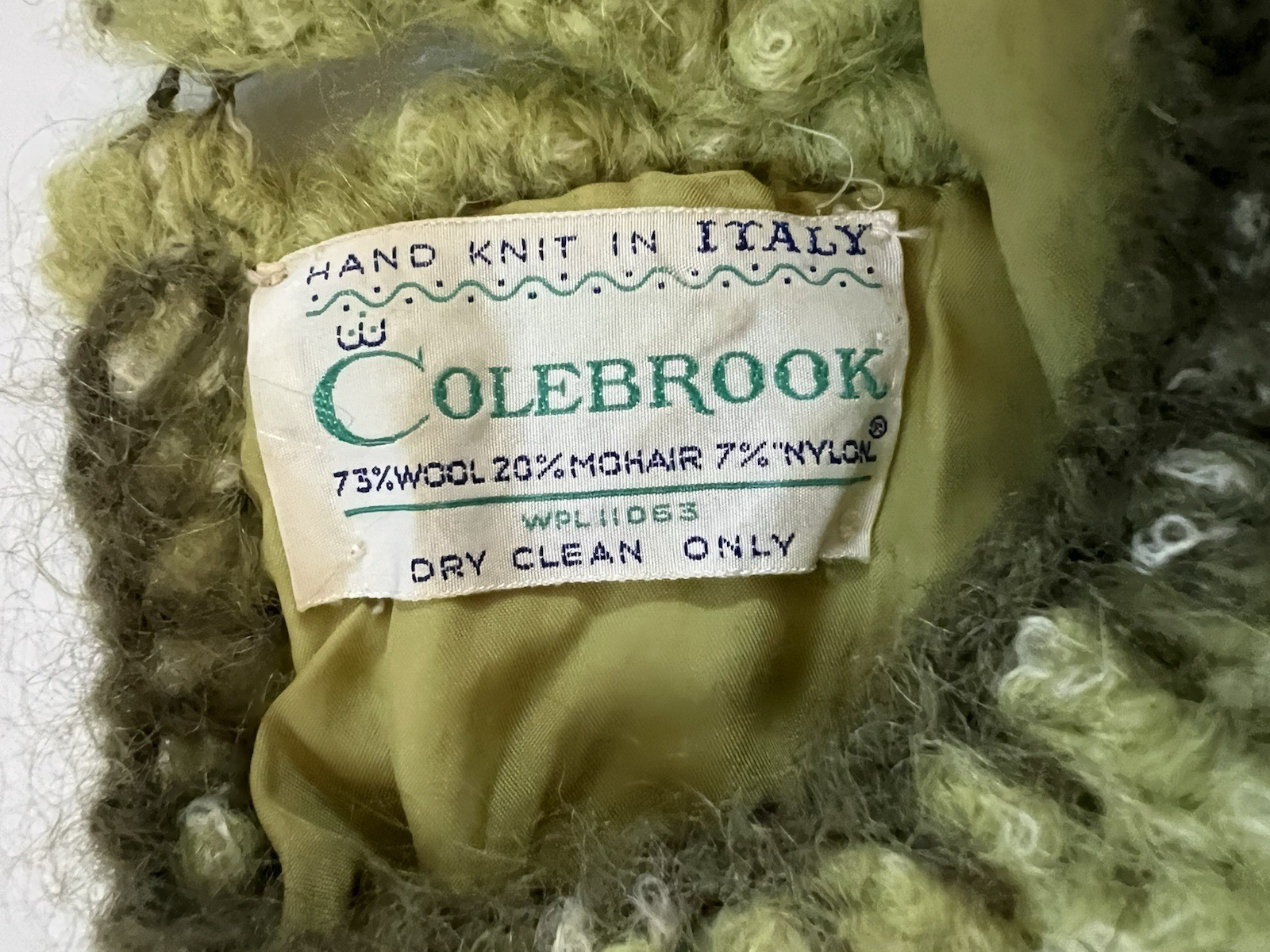 VTG Colebrook Hand Knit Pullover Sweater Wool/Mohair/Nylon Blend ~ Dk/Lt Green
