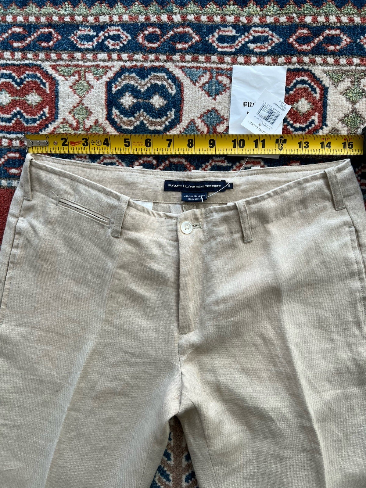 New VTG Ralph Lauren Sport Womens Linen Pants Wide Leg Low rise Sz 6 Beige