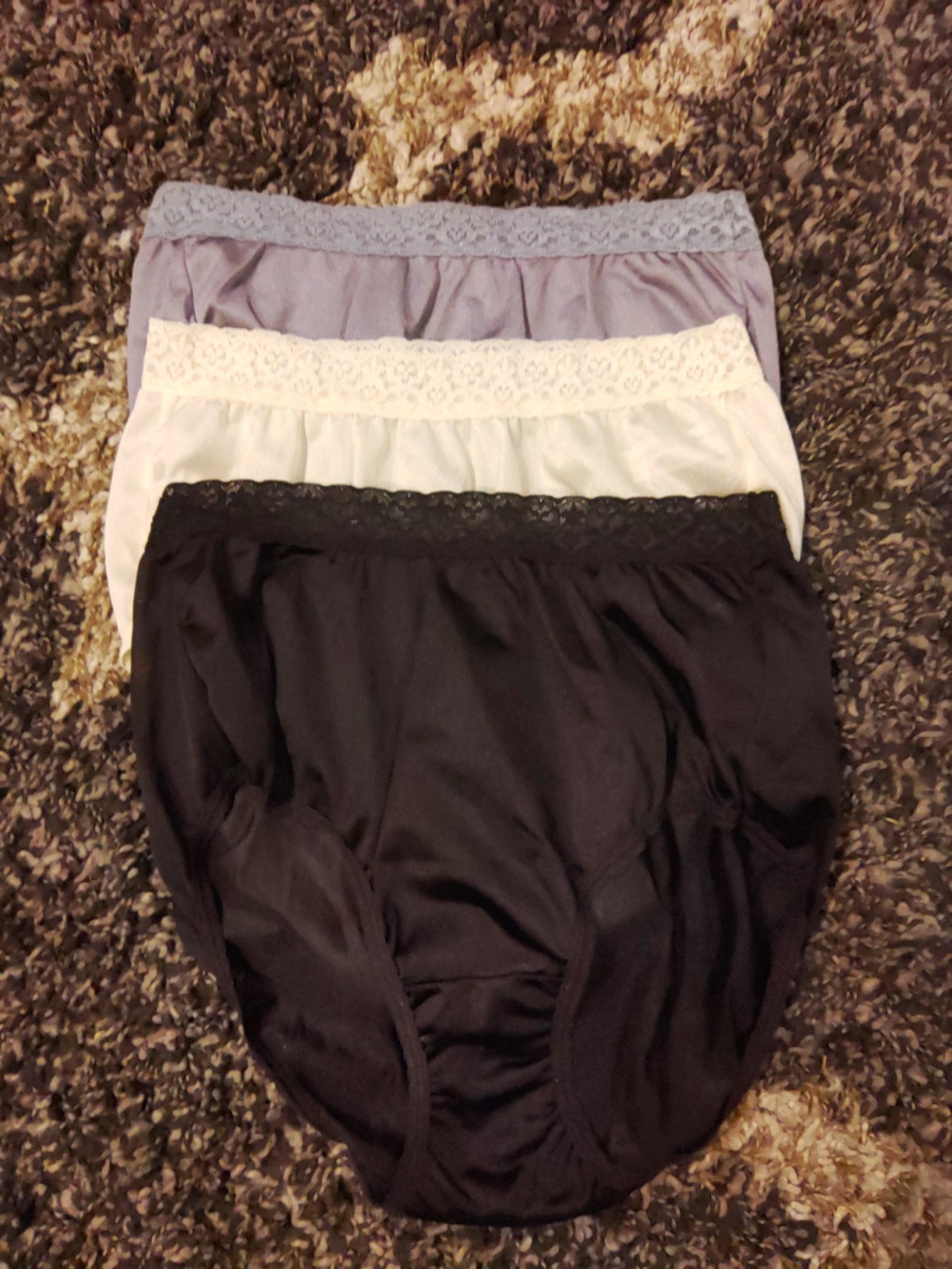 Lot Of 3 Size 6 vintage fruit of the loom 100% nylon panties w/tags Wide Lace