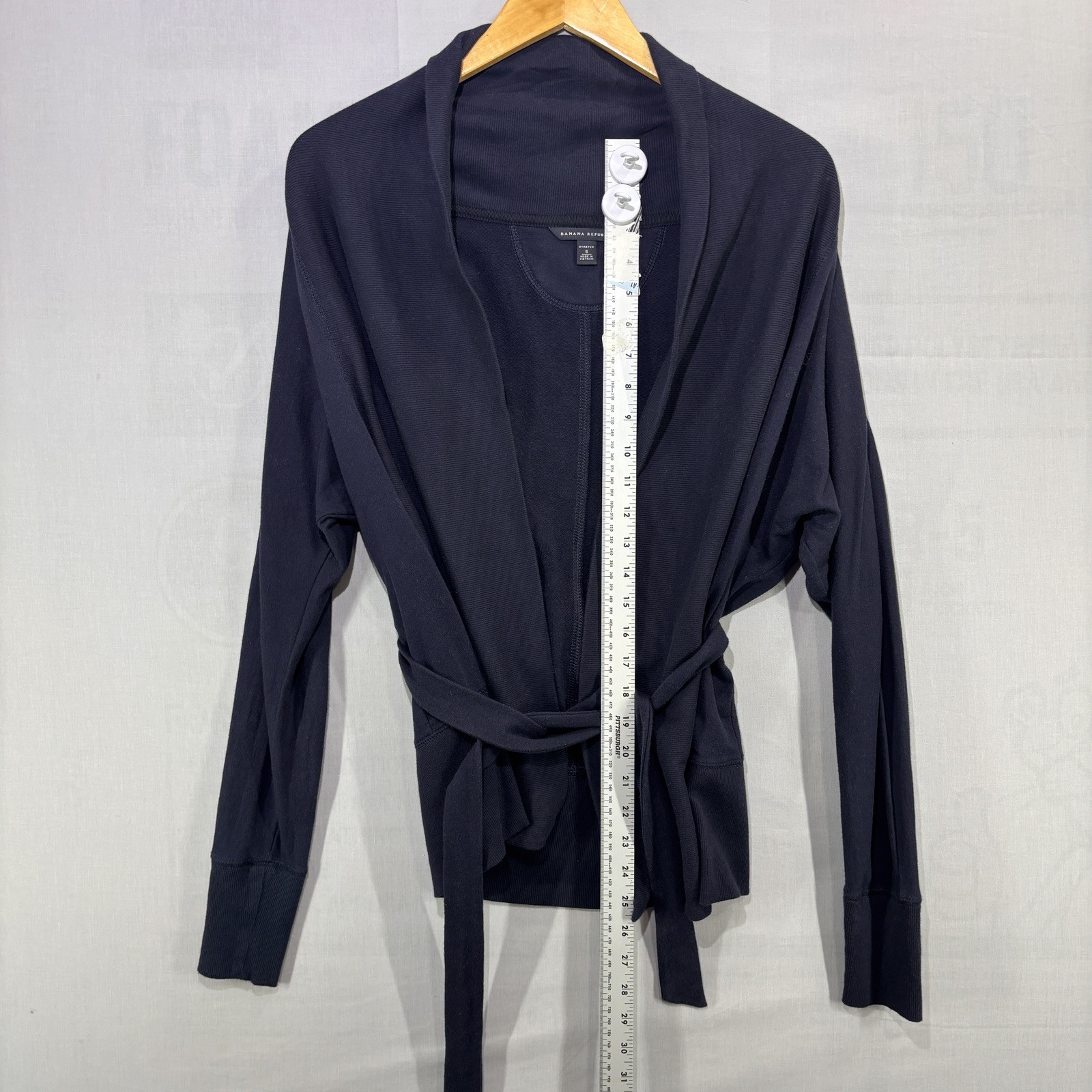 Banana Republic Stretch Wrap Navy Top Blouse Sz Small Excellent condition