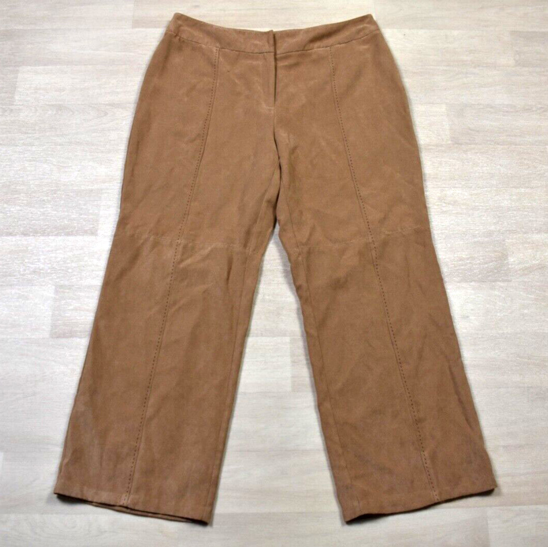 Y2K Norton Faux Suede Wide Leg Pants Brown Size 16 VTG 2000s