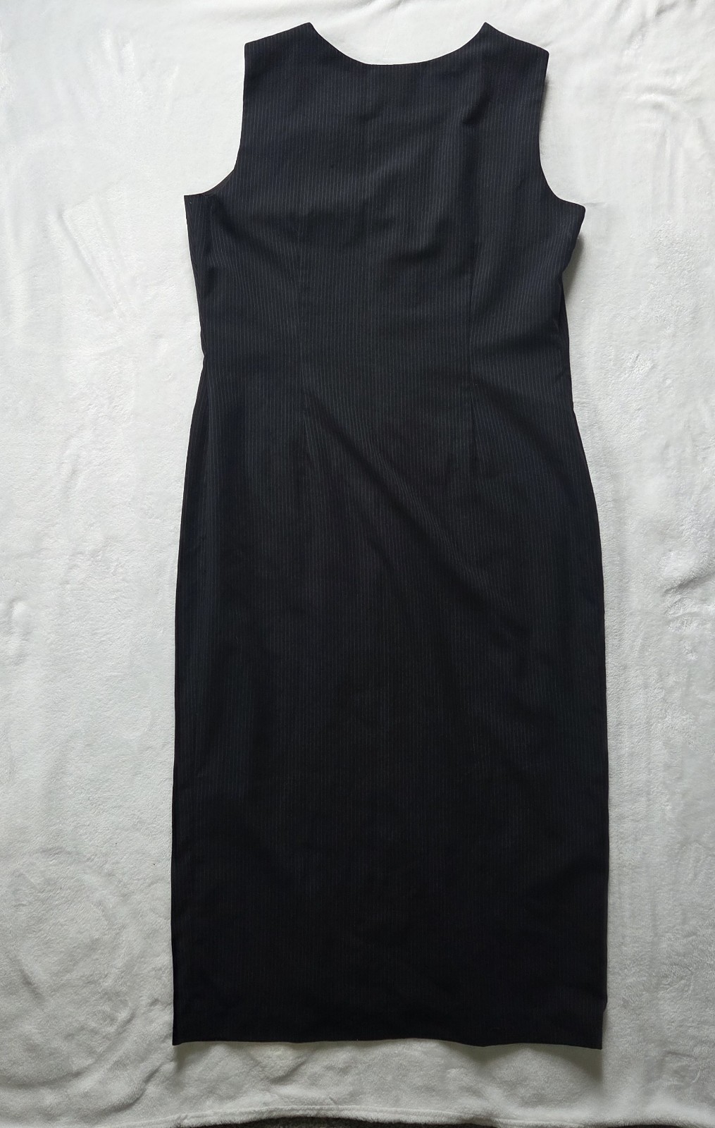 Vintage 90s Black Button-Front Midi Dress Acadmia Cororate Grunge