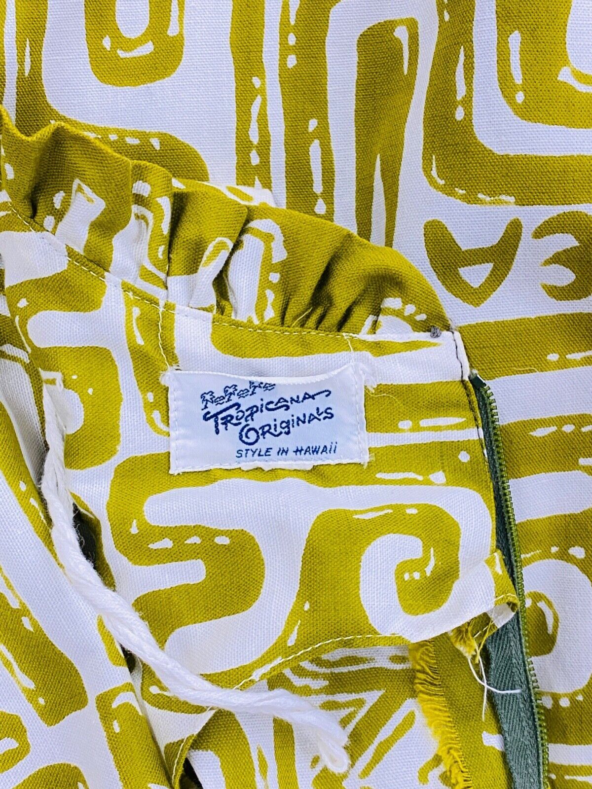 Vintage 1960 chartreuse maxi dress, sleeveless Hawaiian cotton linen summer S