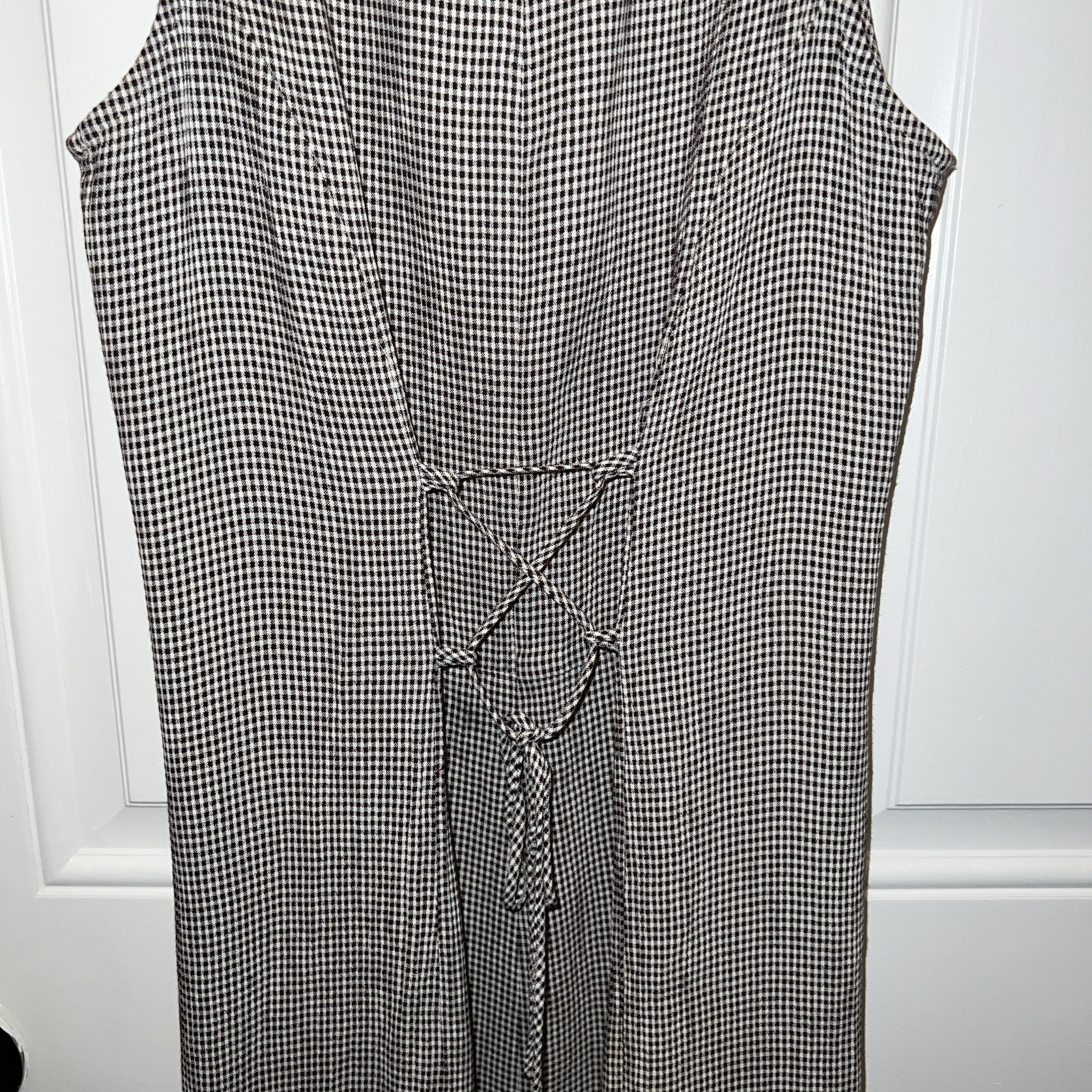 Casual Corner Vintage maxi dress size 9/10, Brown check , tie in back