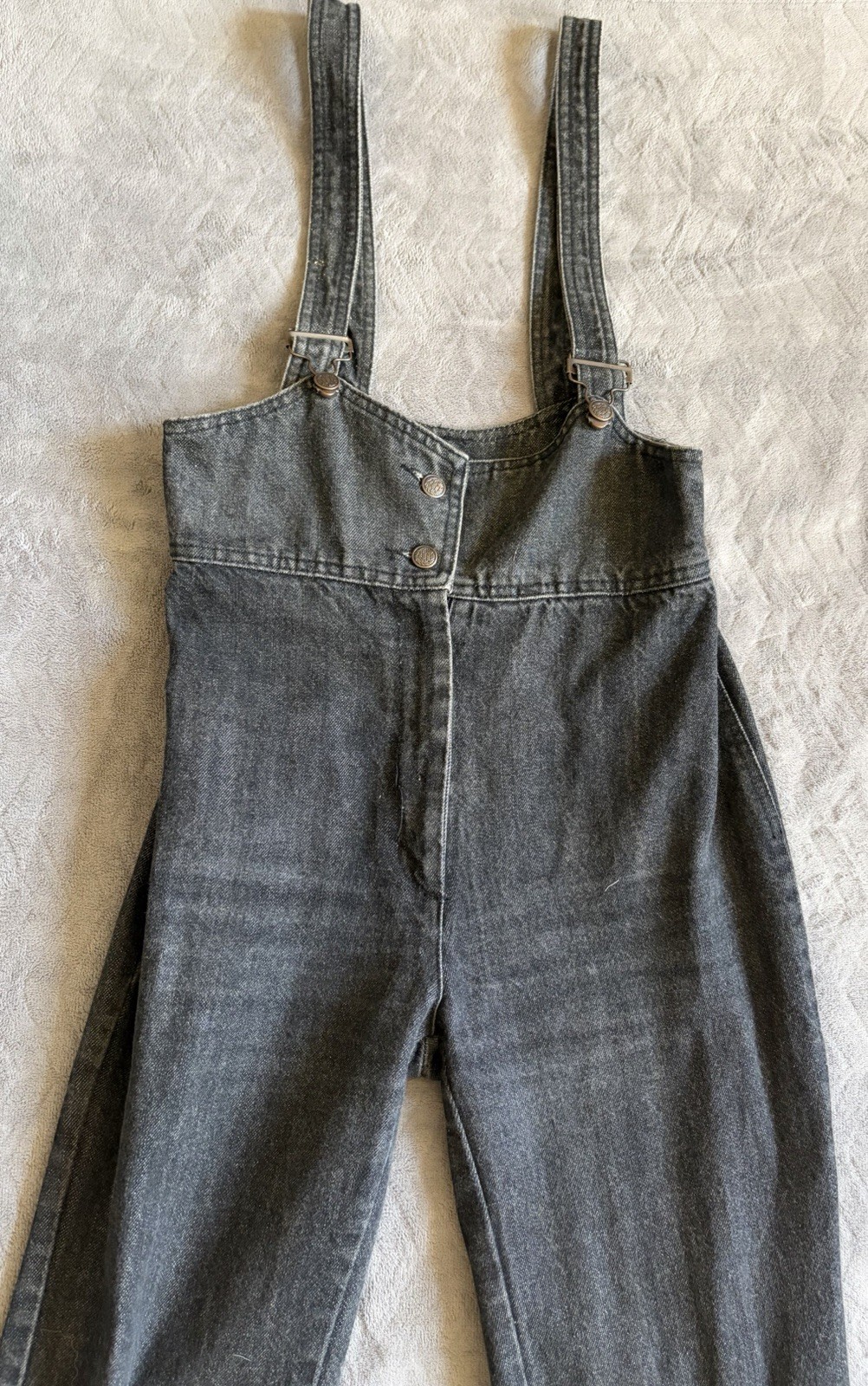 Vtg Fredericks 80&rsquo;s Denim Suspender Overall Women&rsquo;s High Waist Jeans Black 11/12
