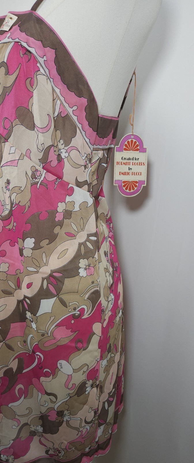 Vintage Emilio Pucci Nylon Mini Dress Form Fit Rogers Pink Tan Women&rsquo;s Size 34