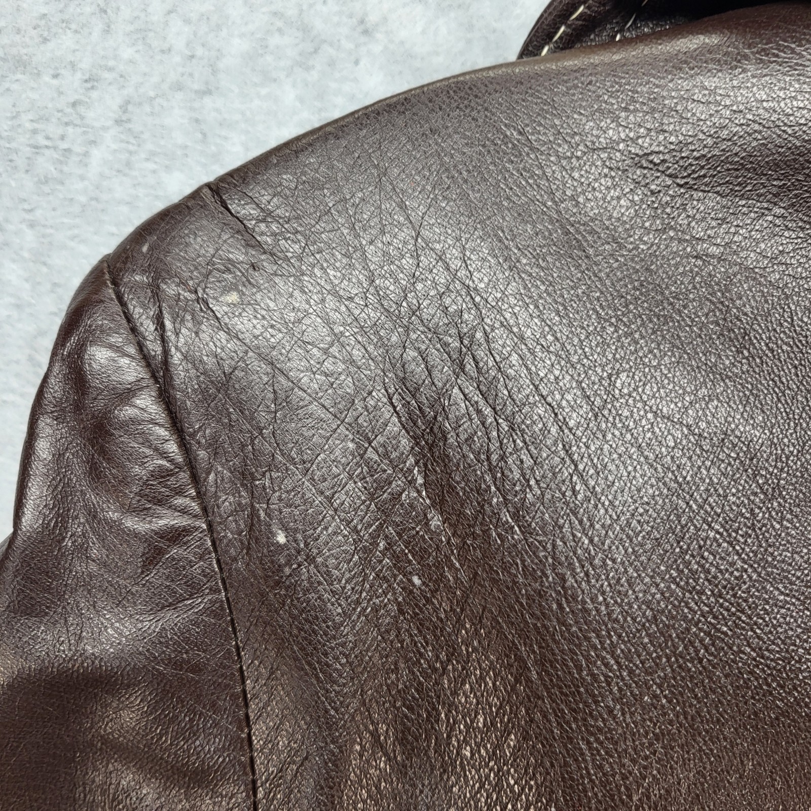 Dan Di Modes Belted Brown Leather Trench No Size Tag Distressed Spots Vintage
