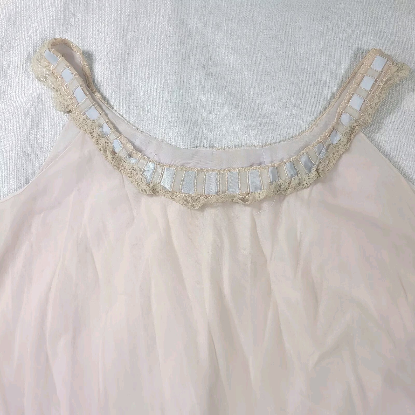 Vtg Matej for ODETTE BARSA Sheer Lace Overlay Nightgown 1960s Blue Pink Layers