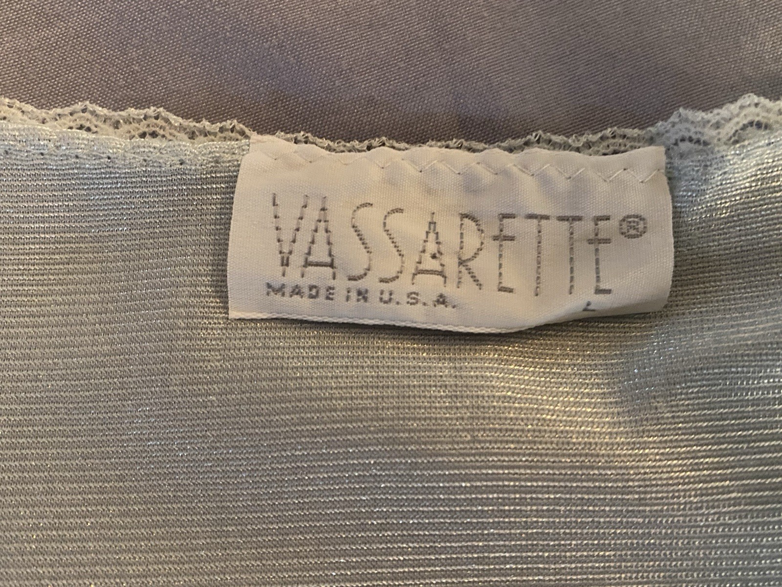 Vintage Vassarette Short Gown Nylon Lace Embroidery Size L Blue