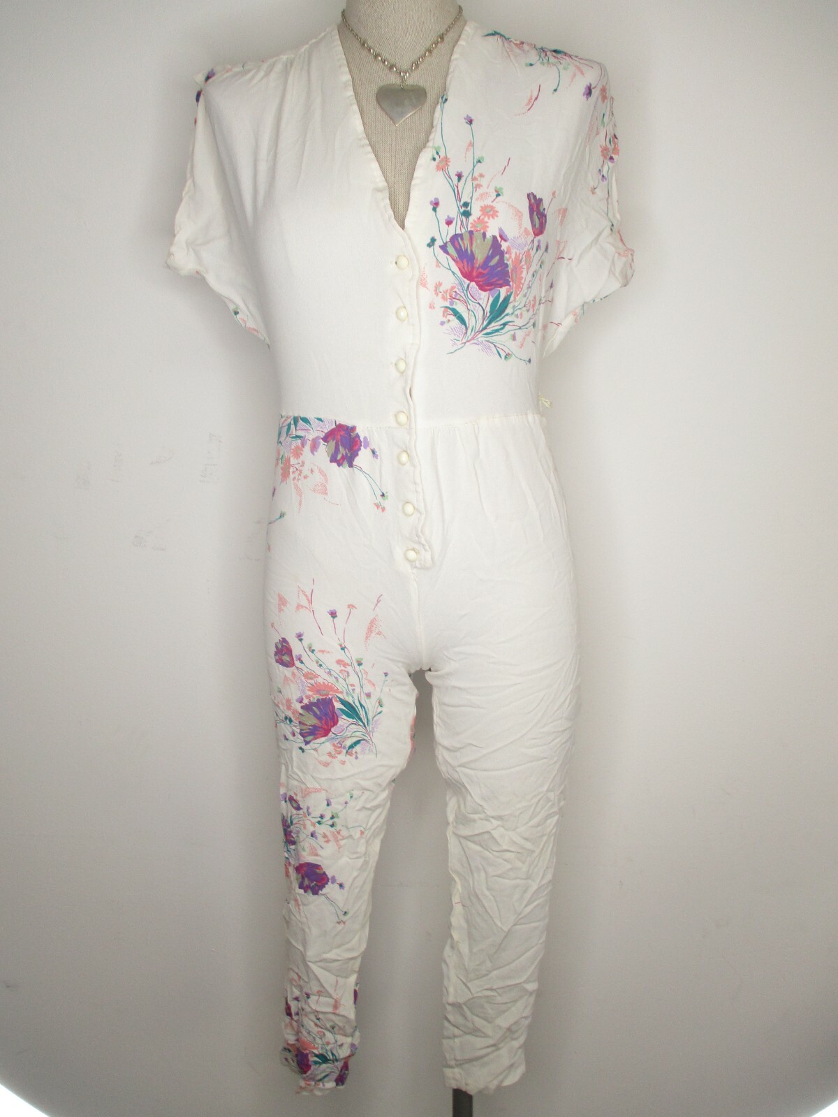 Vintage 1980s Ala Carte California Designer Floral Jumpsuit Romper size XS XXS