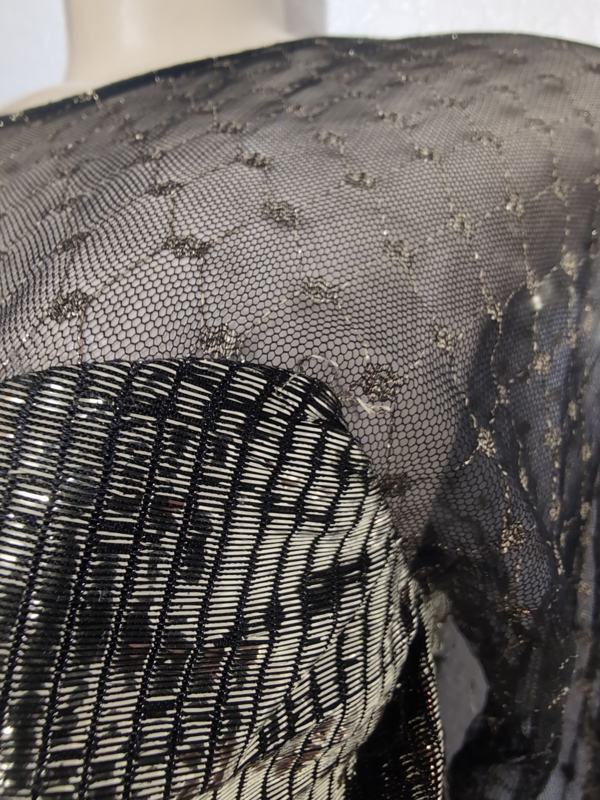 Vintage New Leaf By Samir Metallic Gold Mesh Shimmery Cocktail Party Dress 11/12
